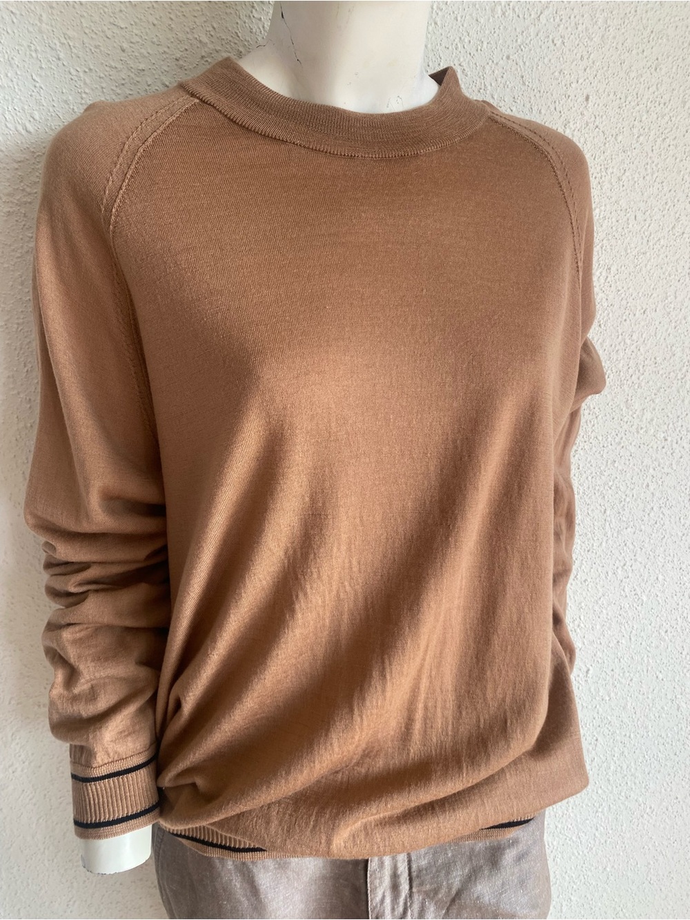 Hugo Boss Virgin Wool Lyocell Camel Crewneck Sweater XXL